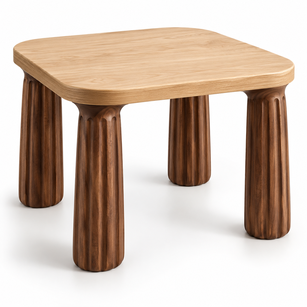 Sculptural Fluted-Leg Rounded Side Table