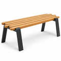 Staggered Slat Wood and Steel Accent Bench