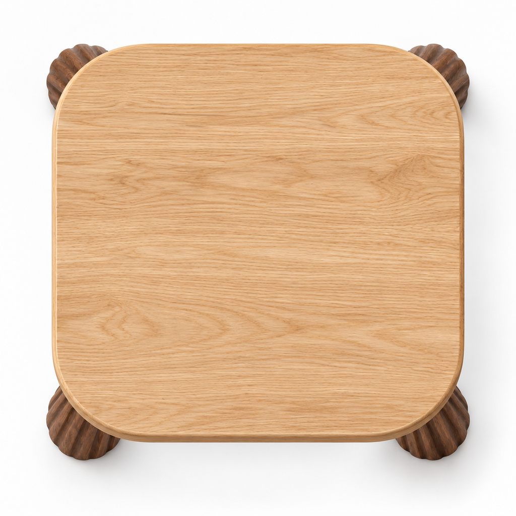 Sculptural Fluted-Leg Rounded Side Table