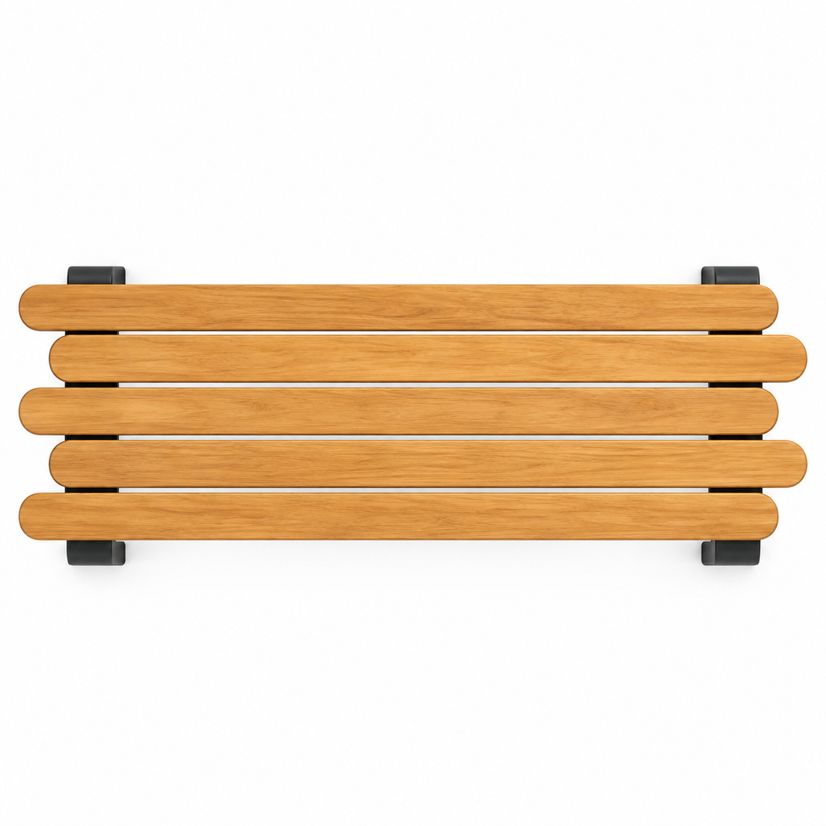 Staggered Slat Wood and Steel Accent Bench