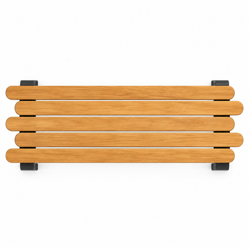Staggered Slat Wood and Steel Accent Bench