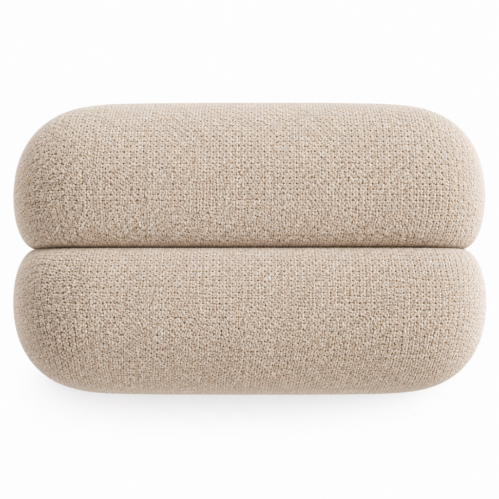 Segmented Saddle Upholstered Footstool