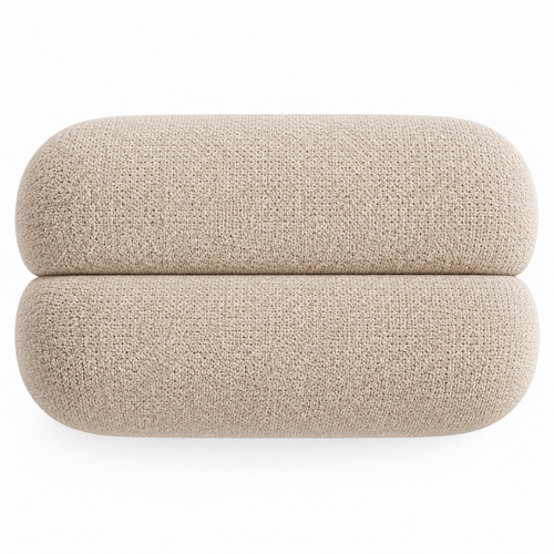 Segmented Saddle Upholstered Footstool