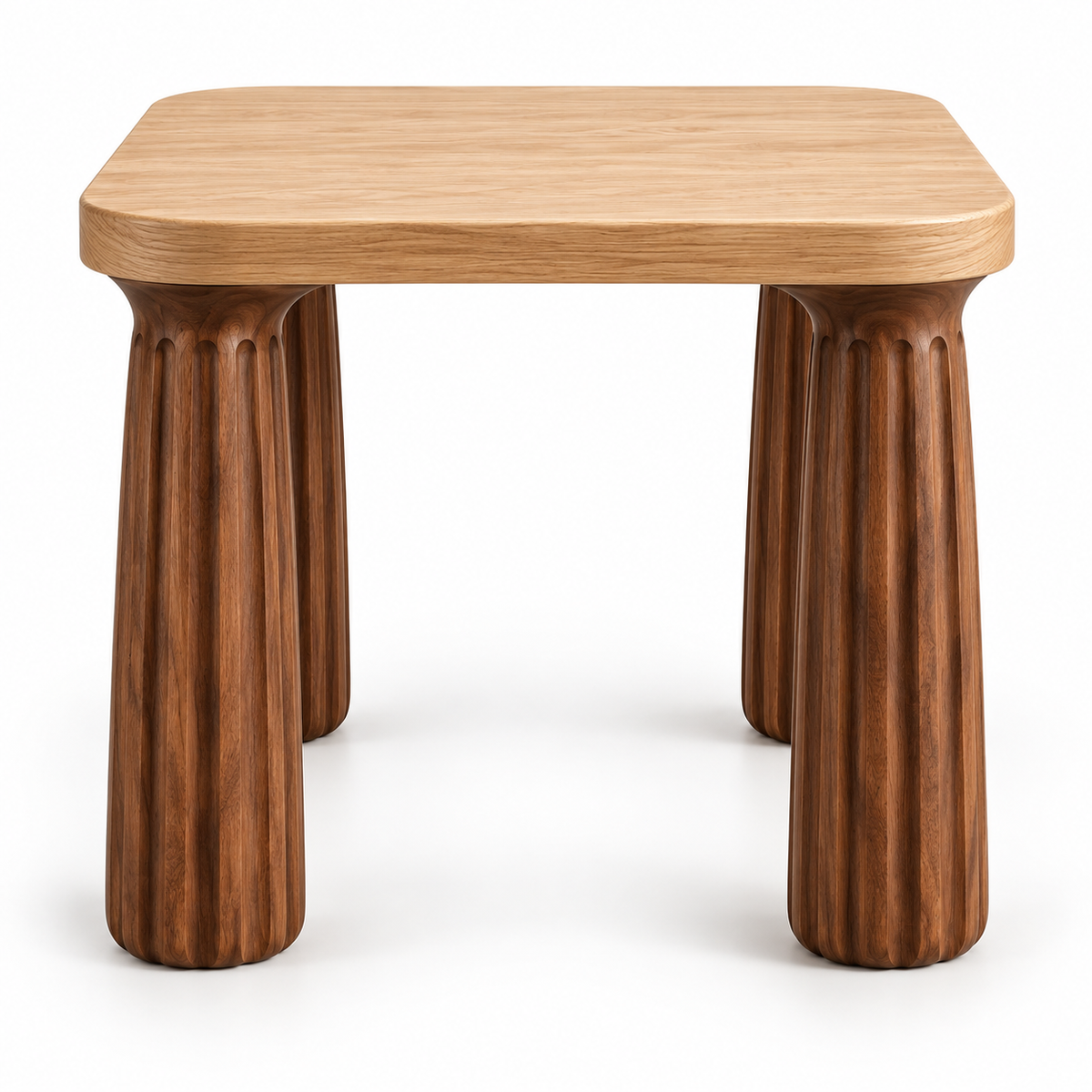 Sculptural Fluted-Leg Rounded Side Table