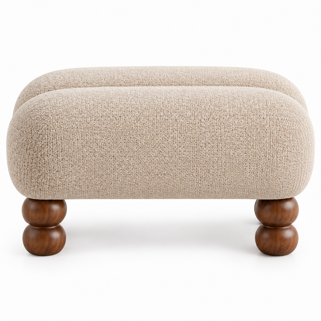 Segmented Saddle Upholstered Footstool