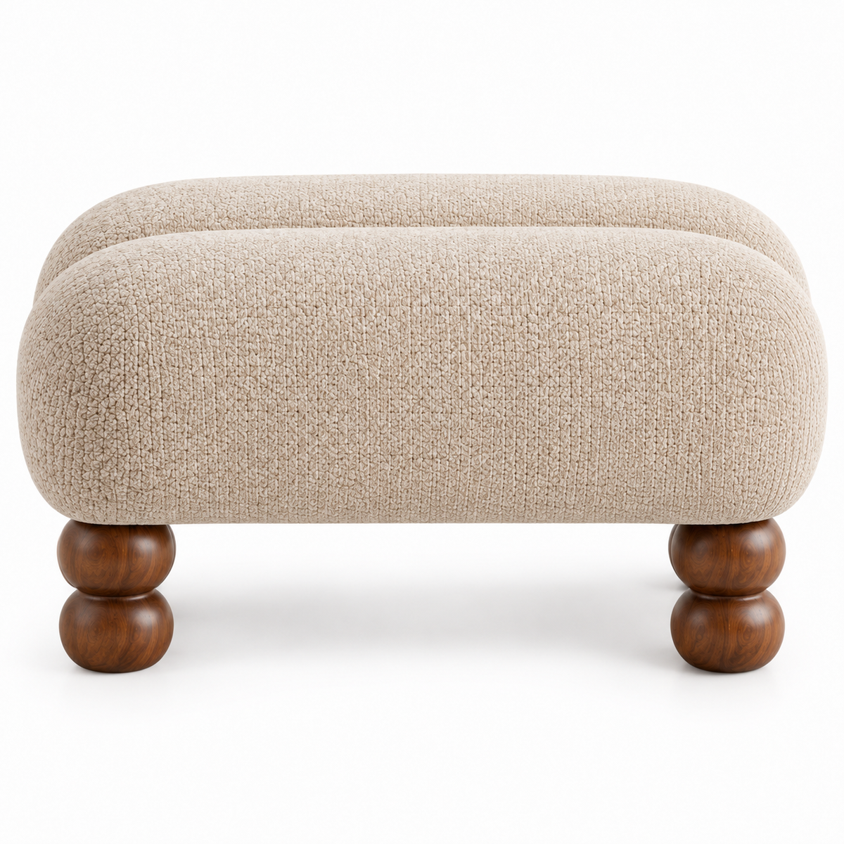 Segmented Saddle Upholstered Footstool