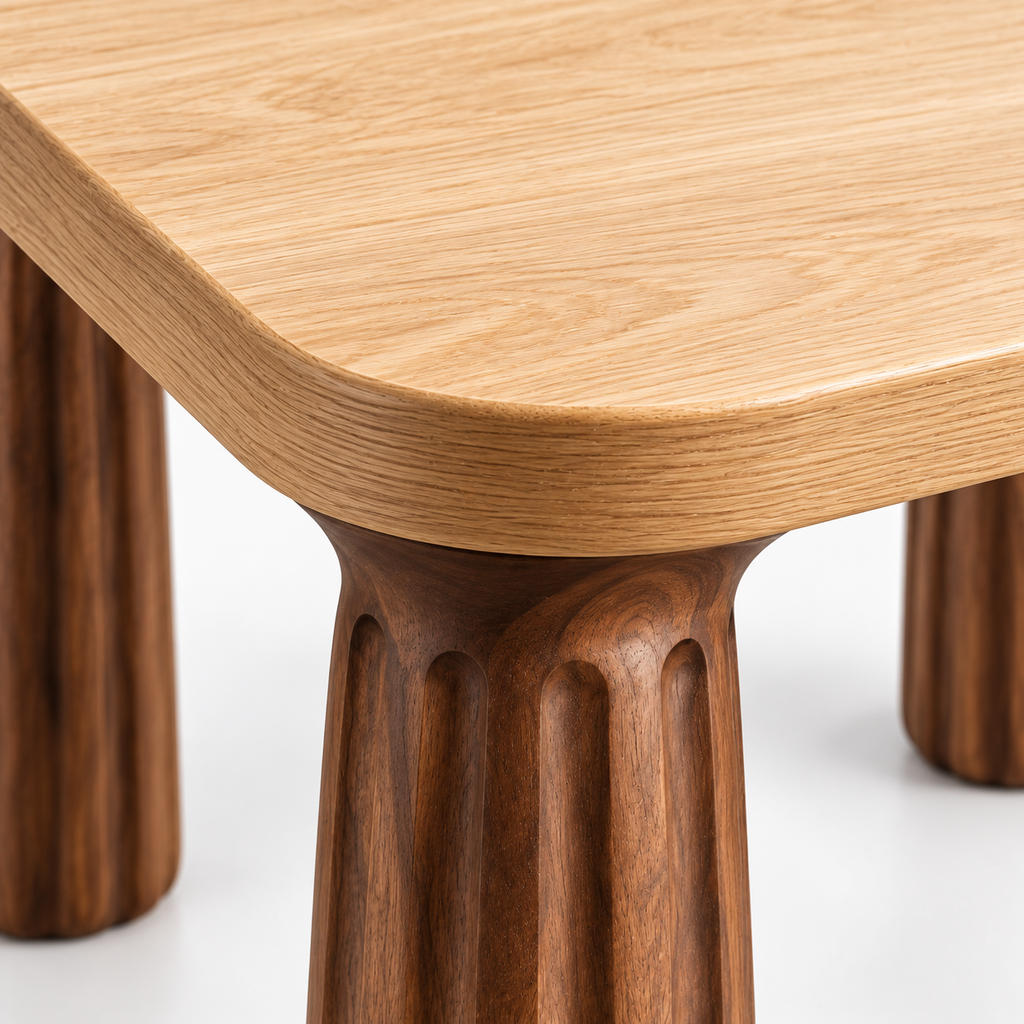 Sculptural Fluted-Leg Rounded Side Table