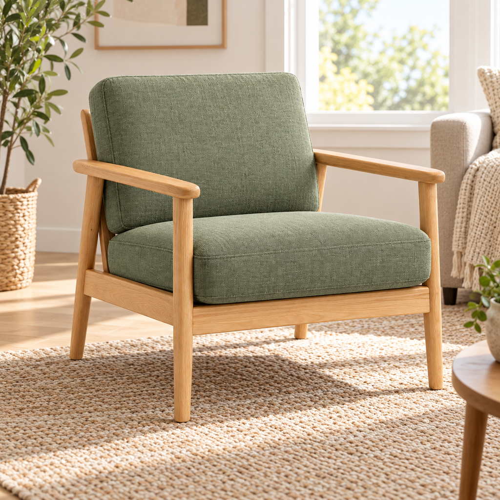 Sage Upholstered Wood-Frame Accent Chair
