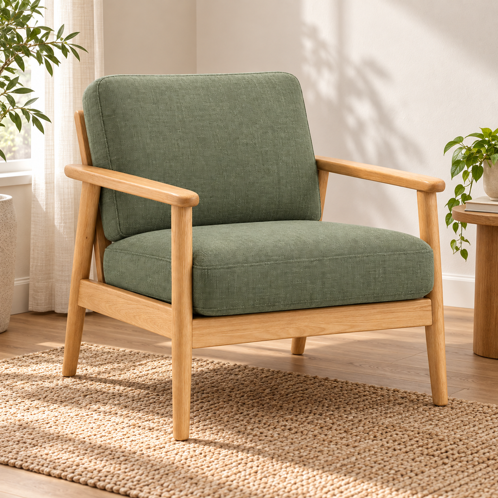 Sage Upholstered Wood-Frame Accent Chair